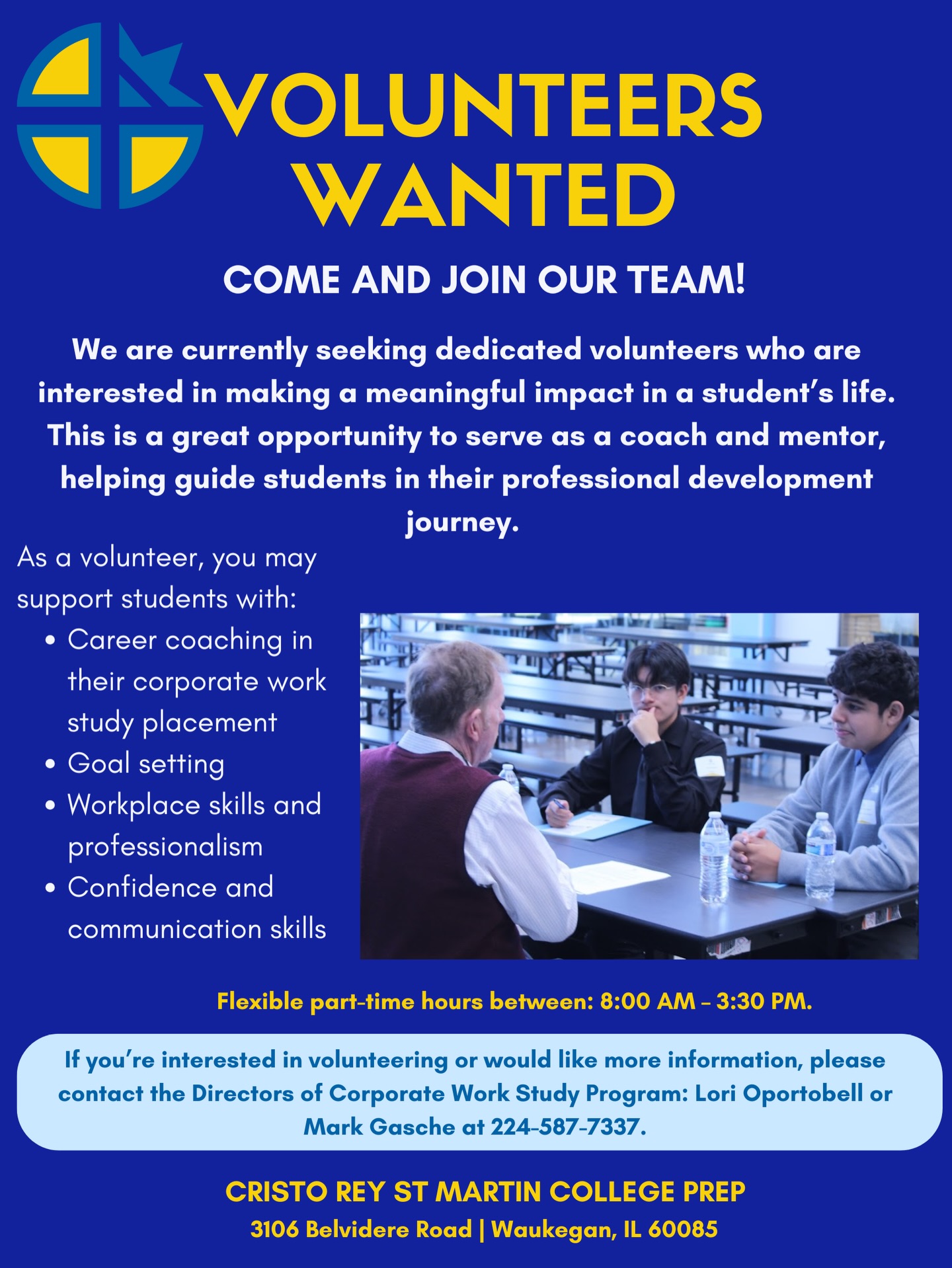 Support student success by volunteering with us!

Join us in empowering our students through mentorship, career coaching, and support. Together, we can help shape the next generation of professionals right here in our community

#wearecrsm