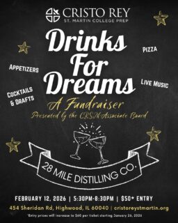 Looking for a great night out with a purpose?

Join the Cristo Rey St. Martin Associate Board on February 12 for Drinks for Dreams, a fundraiser supporting CRSM students and their futures!

🍸 Cocktails | 🍕 Pizza | 🎶 Live Music
🎟️ $50 entry (price increases Jan. 26)

Get your tickets now through the link in our bio before prices increase!

#DrinksForDreams #CRSMAssociateBoard #weareCRSM