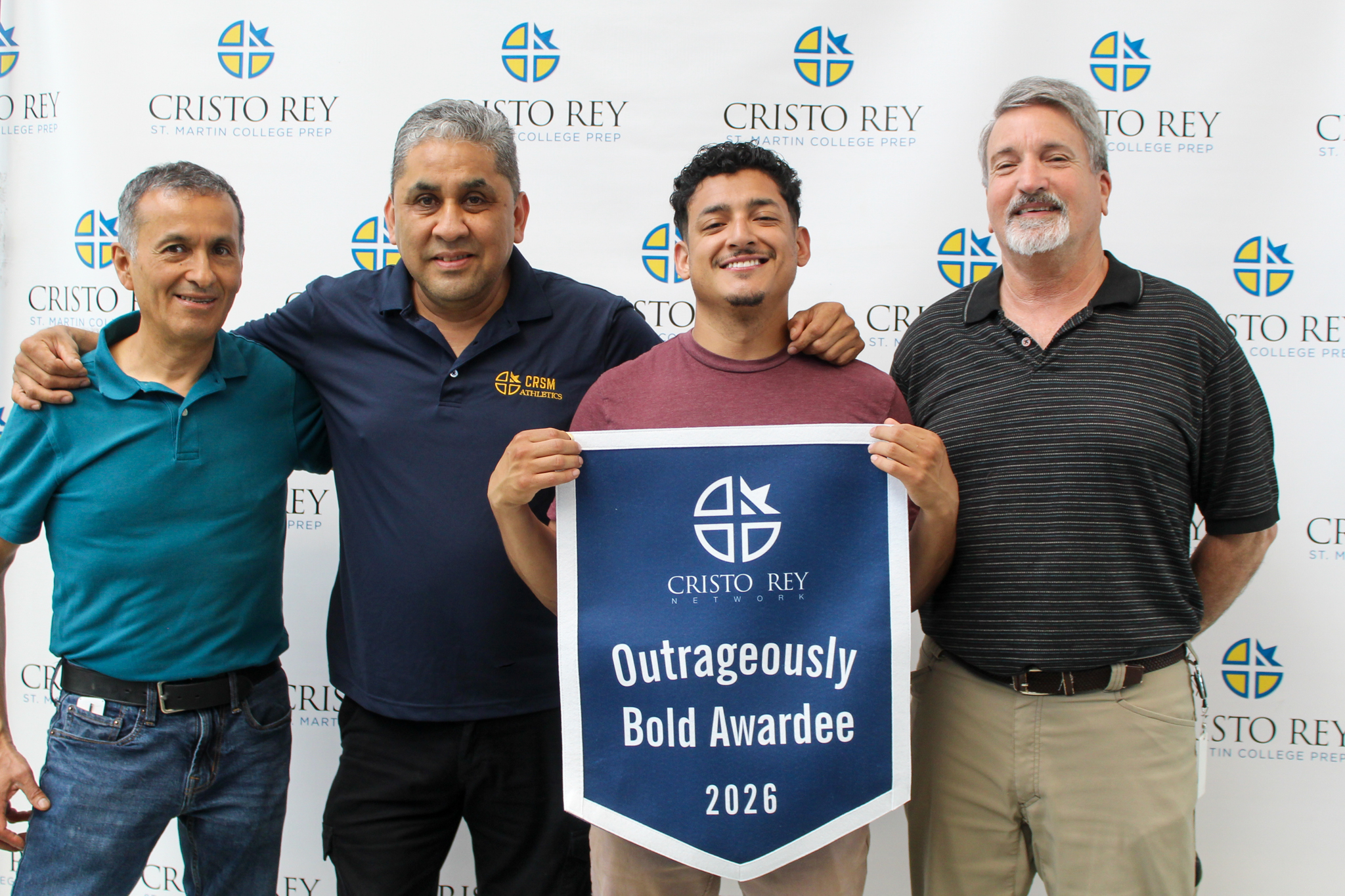 Outrageously bold. Deeply deserved.

This year, our incredible Facilities Team was honored by the @cristoreynetwork with an **Outrageously Bold Award**, a national recognition celebrating Cristo Rey colleagues who embody bold hope, radical love, and tireless commitment to our shared mission.

Congratulations to Martin Cervantes-Alvarez, Mickey Lakatos, Daniel Galvan, and Bryan Torres!

Every day, this team shows up with care, excellence, humility, and heart, creating a safe, welcoming, and beautiful environment where our students, faculty, staff, and families can thrive.

Their work is often behind the scenes, but its impact is everywhere.

Please join us in celebrating this well-earned national recognition for a team that makes Cristo Rey St. Martin stronger every single day! 👏

#weareCRSM #CristoReyNetwork #OutrageouslyBold #FacilitiesTeam #BoldHope #RadicalLove #CRSM #cristoreyoutrageouslybold